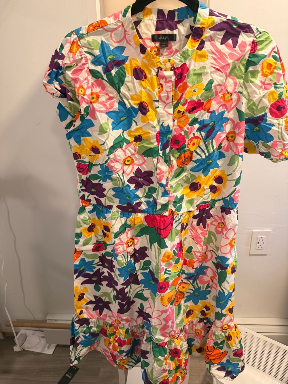 J. Crew Multicolor Floral Button-Front Kids Dress